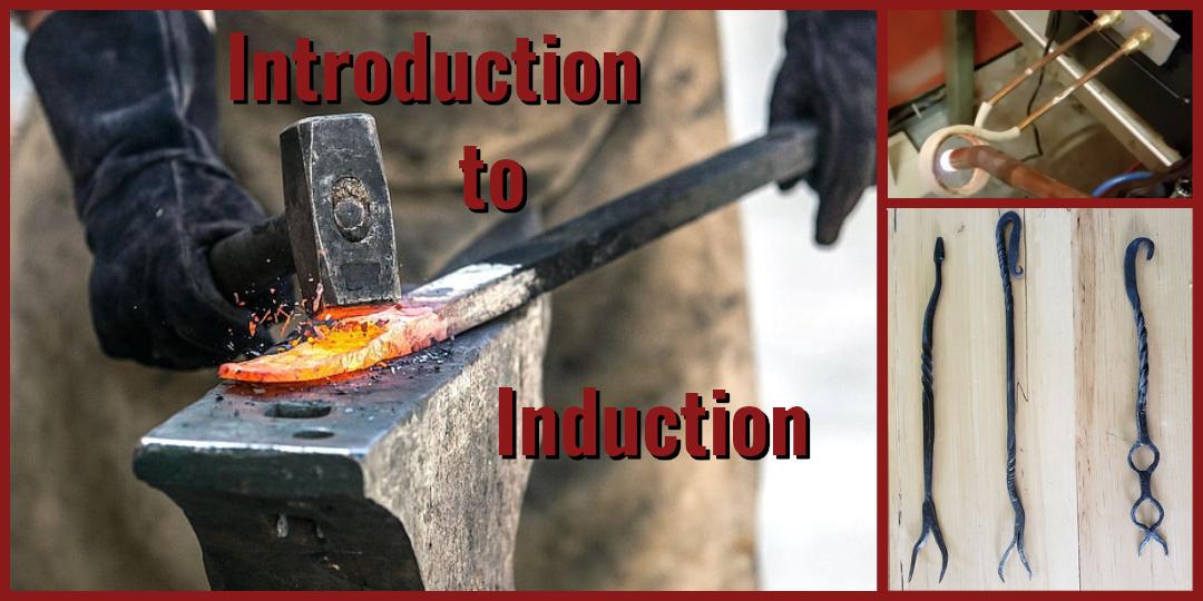 An image from chest down of a person hammering hot metal