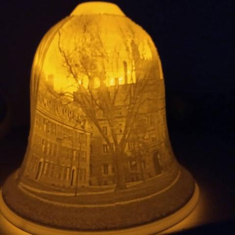 Personalized lighted bell showpiece/ornament