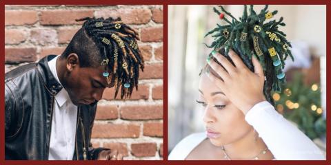 2 images of models with hair braiding