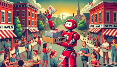 Robot Handing out Flyers