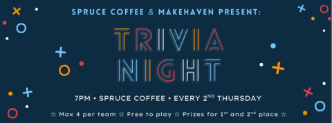 Trivia night at Spruce Coffee, Blue with yellow stars
