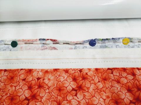 Bottom layer, batting and top layer are basted together