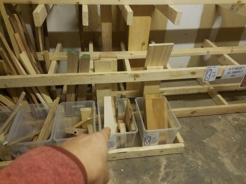 Scrap wood in back storage area