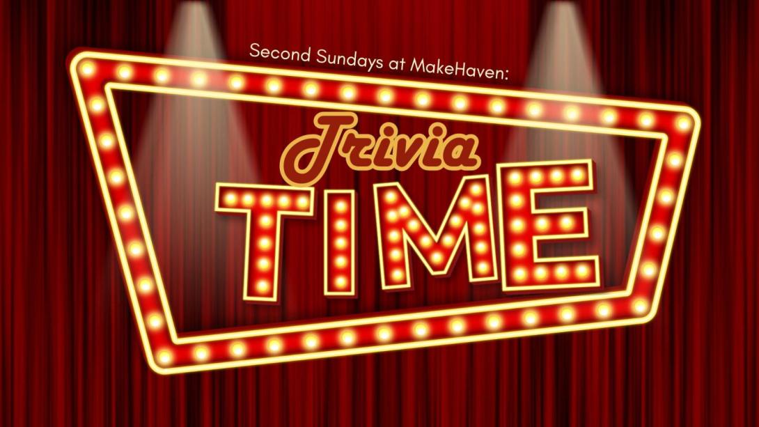 Illustration of a red and yellow movie style marquee that says Trivia time in lights